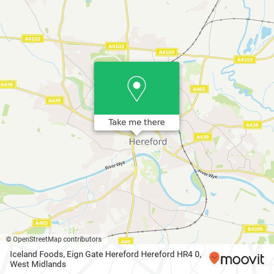 Iceland Foods, Eign Gate Hereford Hereford HR4 0 map