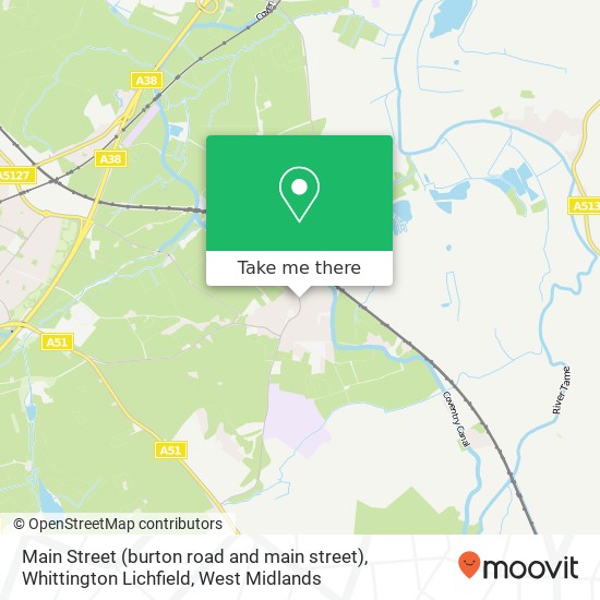 Main Street (burton road and main street), Whittington Lichfield map