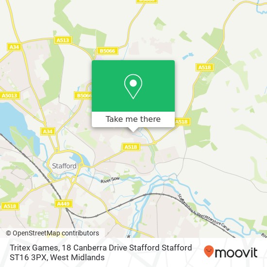 Tritex Games, 18 Canberra Drive Stafford Stafford ST16 3PX map