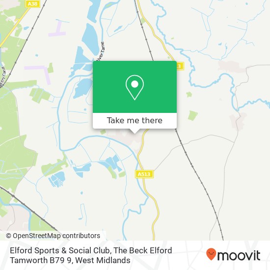 Elford Sports & Social Club, The Beck Elford Tamworth B79 9 map