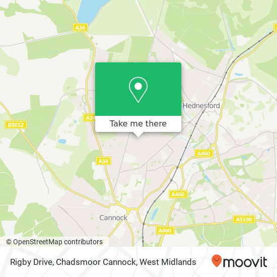 Rigby Drive, Chadsmoor Cannock map