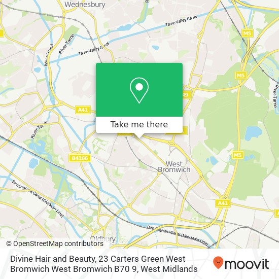 Divine Hair and Beauty, 23 Carters Green West Bromwich West Bromwich B70 9 map