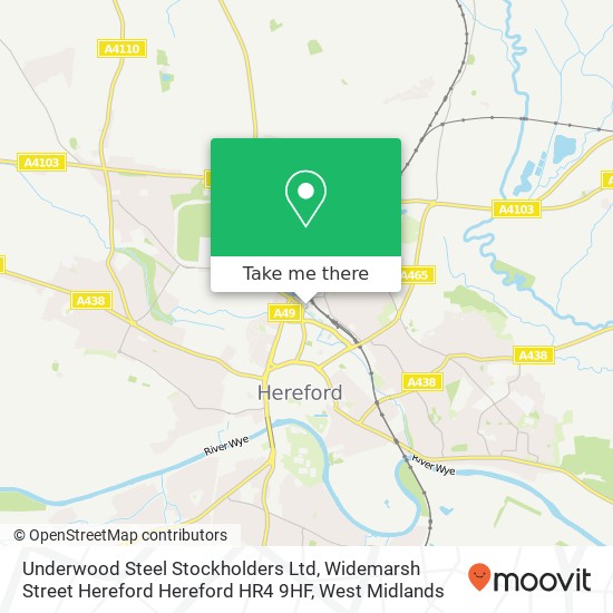 Underwood Steel Stockholders Ltd, Widemarsh Street Hereford Hereford HR4 9HF map