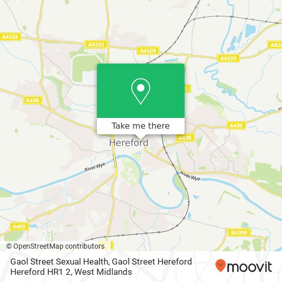 Gaol Street Sexual Health, Gaol Street Hereford Hereford HR1 2 map