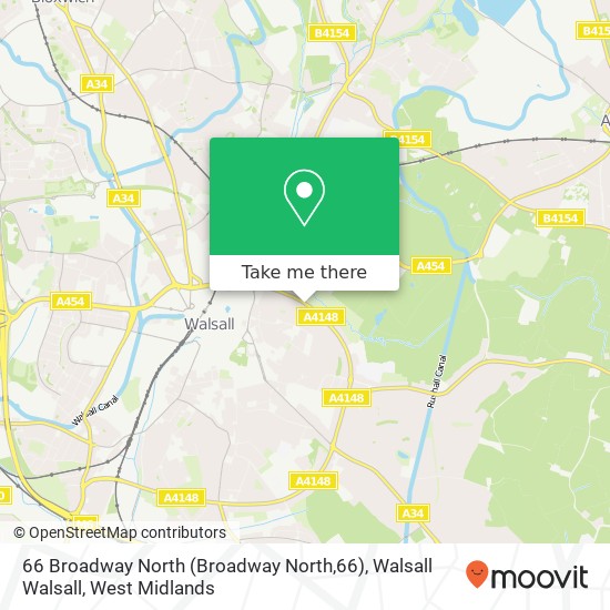 66 Broadway North (Broadway North,66), Walsall Walsall map