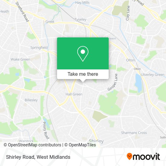 How to get to Shirley Road in Hall Green North by Bus or Train?