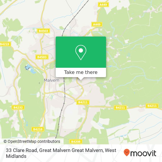 33 Clare Road, Great Malvern Great Malvern map