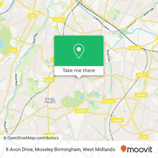 8 Avon Drive, Moseley Birmingham map