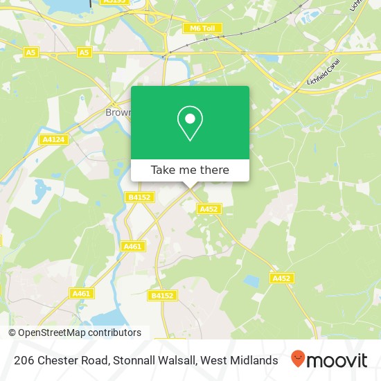 206 Chester Road, Stonnall Walsall map