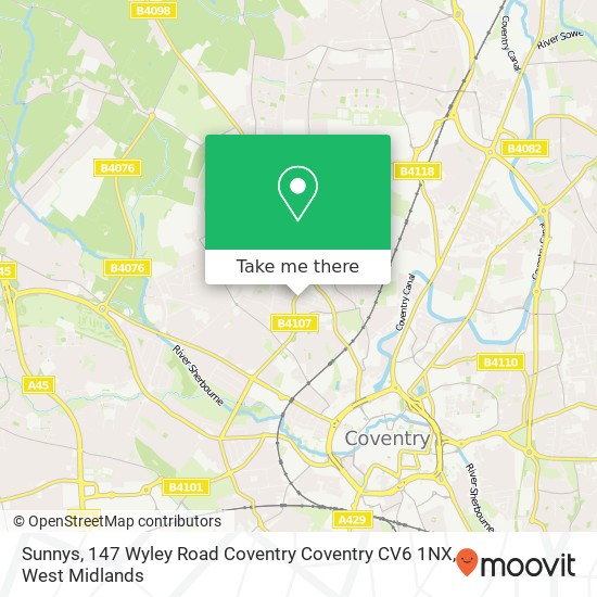 Sunnys, 147 Wyley Road Coventry Coventry CV6 1NX map