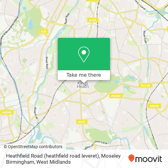 Heathfield Road (heathfield road leveret), Moseley Birmingham map
