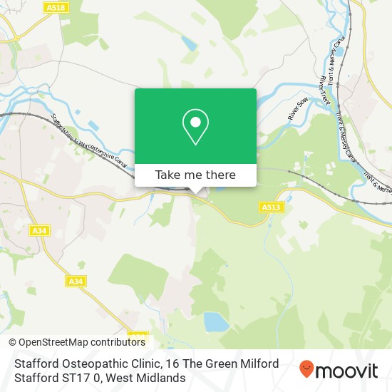 Stafford Osteopathic Clinic, 16 The Green Milford Stafford ST17 0 map