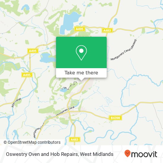 Oswestry Oven and Hob Repairs map