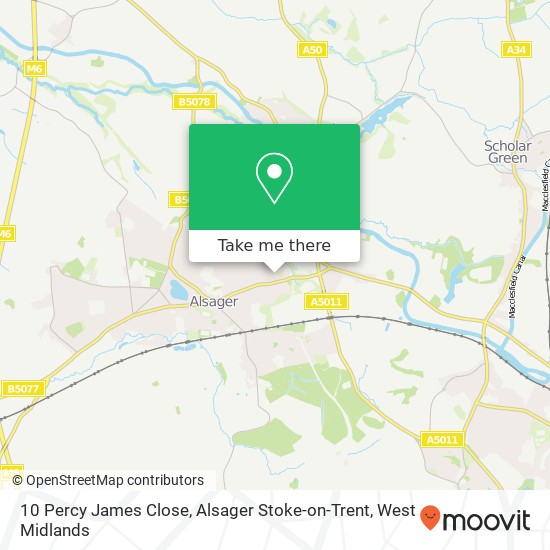 10 Percy James Close, Alsager Stoke-on-Trent map