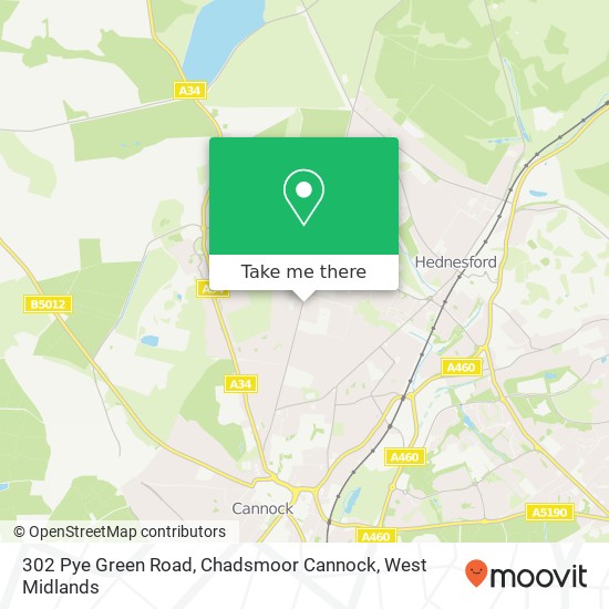 302 Pye Green Road, Chadsmoor Cannock map