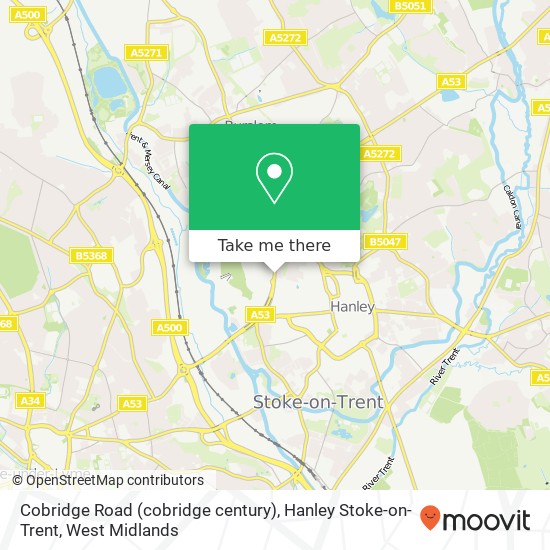 Cobridge Road (cobridge century), Hanley Stoke-on-Trent map