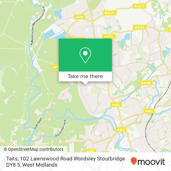 Taits, 102 Lawnswood Road Wordsley Stourbridge DY8 5 map