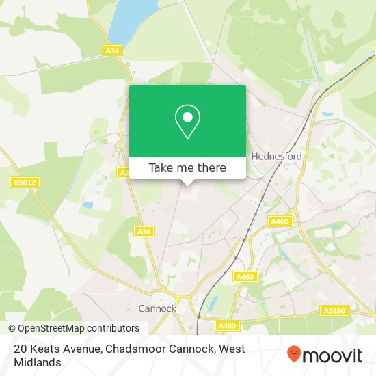 20 Keats Avenue, Chadsmoor Cannock map
