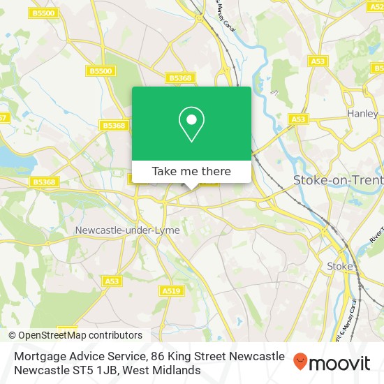 Mortgage Advice Service, 86 King Street Newcastle Newcastle ST5 1JB map