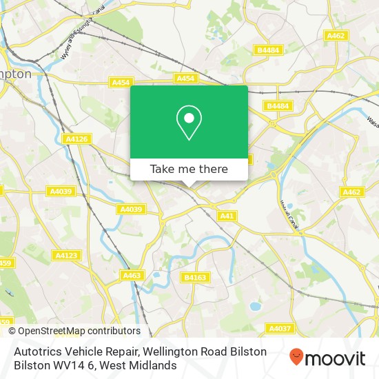 Autotrics Vehicle Repair, Wellington Road Bilston Bilston WV14 6 map