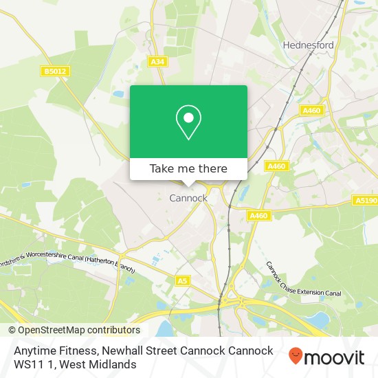 Anytime Fitness, Newhall Street Cannock Cannock WS11 1 map