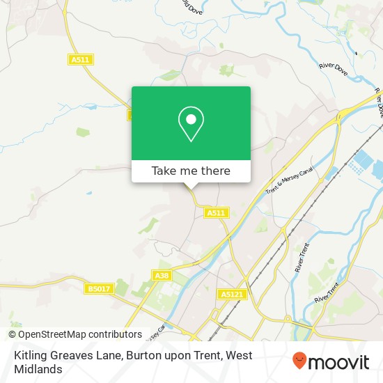 Kitling Greaves Lane, Burton upon Trent map