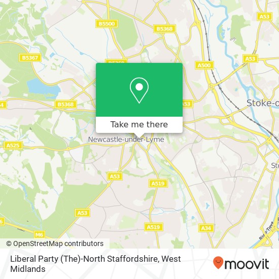 Liberal Party (The)-North Staffordshire map