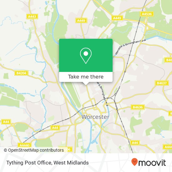 Tything Post Office map