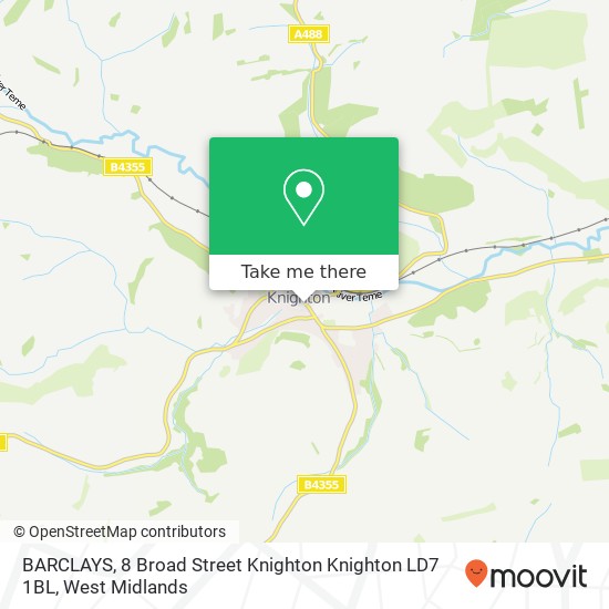 BARCLAYS, 8 Broad Street Knighton Knighton LD7 1BL map