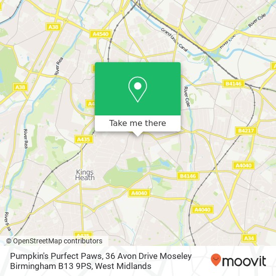 Pumpkin's Purfect Paws, 36 Avon Drive Moseley Birmingham B13 9PS map