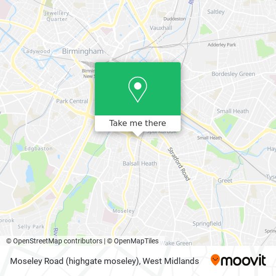 Moseley Road (highgate moseley) map