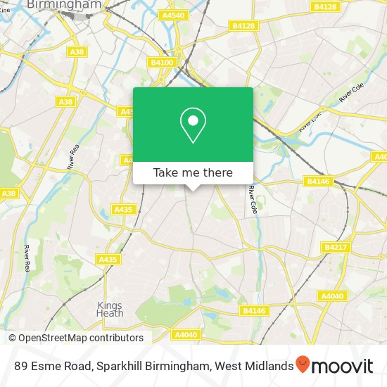 89 Esme Road, Sparkhill Birmingham map