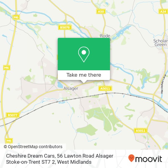 Cheshire Dream Cars, 56 Lawton Road Alsager Stoke-on-Trent ST7 2 map