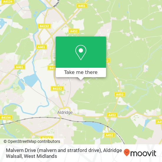 Malvern Drive (malvern and stratford drive), Aldridge Walsall map