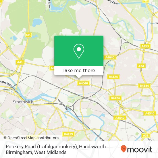 Rookery Road (trafalgar rookery), Handsworth Birmingham map