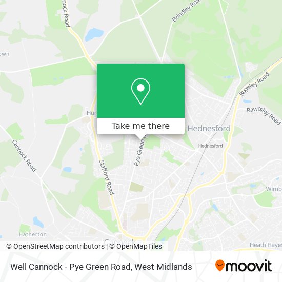 Well Cannock - Pye Green Road map