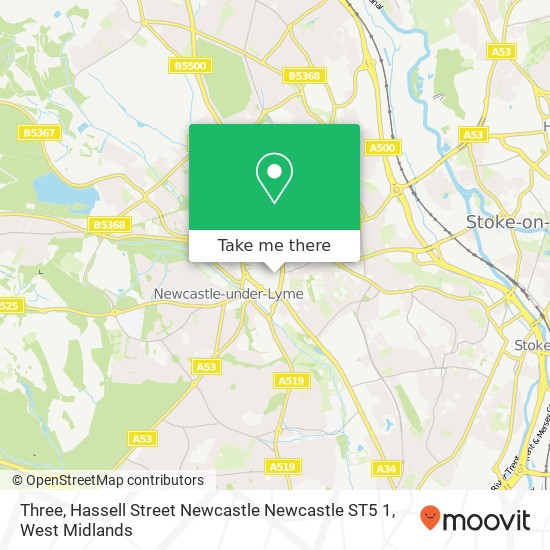 Three, Hassell Street Newcastle Newcastle ST5 1 map