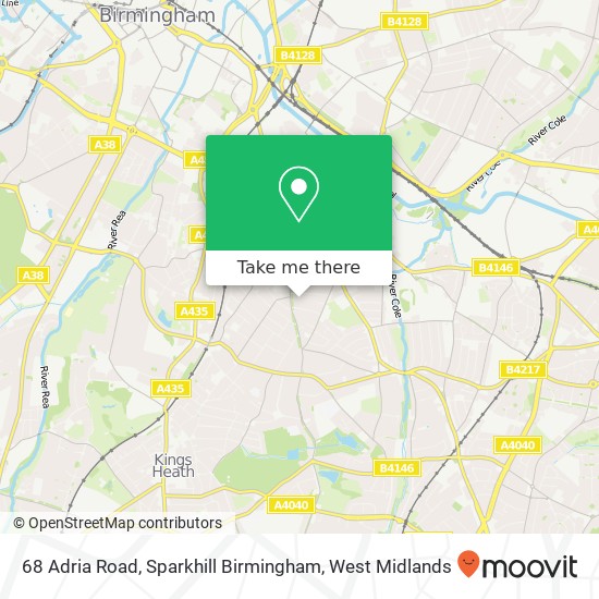 68 Adria Road, Sparkhill Birmingham map