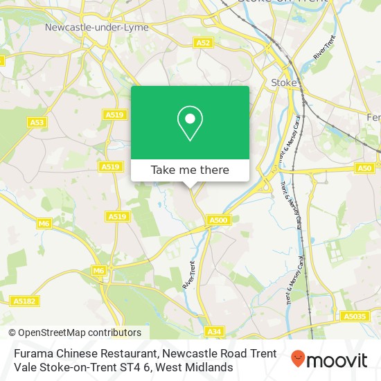 Furama Chinese Restaurant, Newcastle Road Trent Vale Stoke-on-Trent ST4 6 map