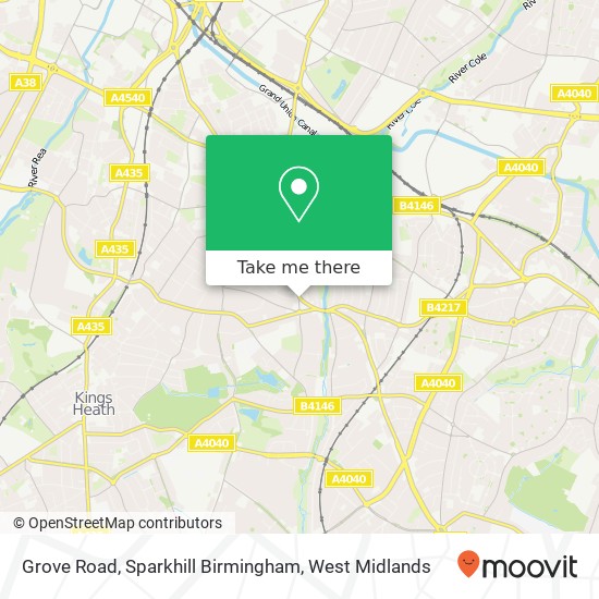 Grove Road, Sparkhill Birmingham map