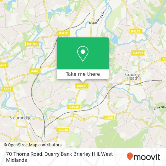 70 Thorns Road, Quarry Bank Brierley Hill map