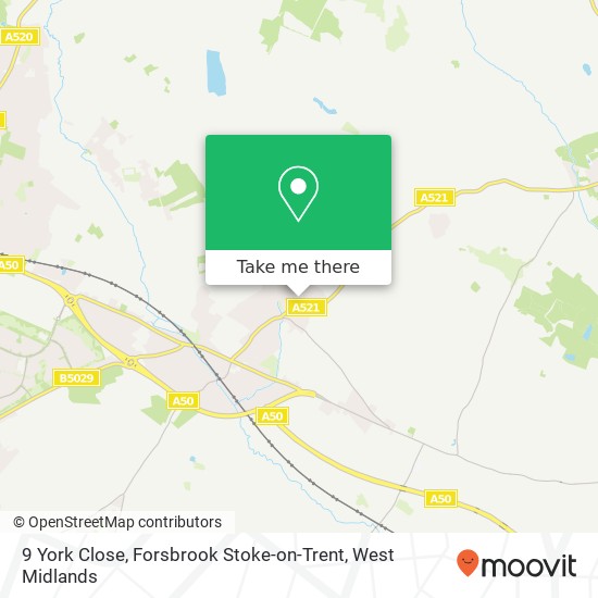9 York Close, Forsbrook Stoke-on-Trent map