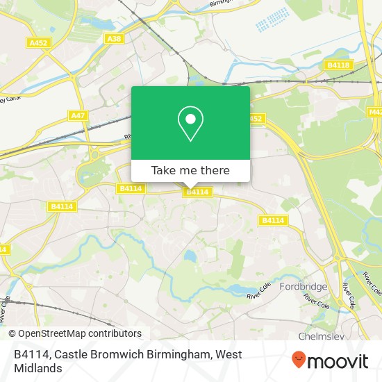 B4114, Castle Bromwich Birmingham map