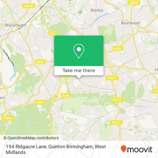 194 Ridgacre Lane, Quinton Birmingham map