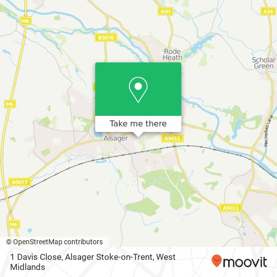 1 Davis Close, Alsager Stoke-on-Trent map