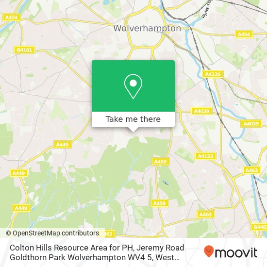 Colton Hills Resource Area for PH, Jeremy Road Goldthorn Park Wolverhampton WV4 5 map