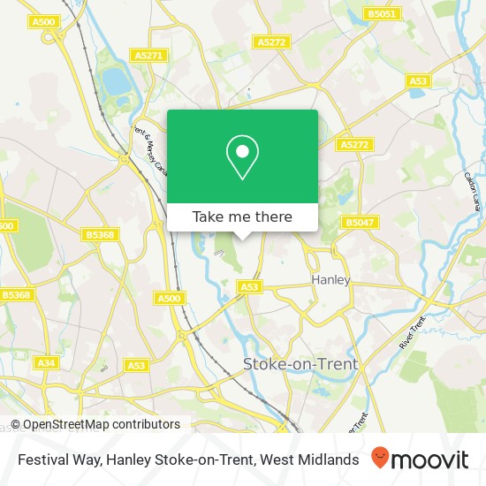 Festival Way, Hanley Stoke-on-Trent map