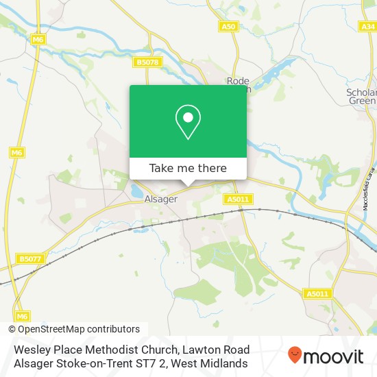 Wesley Place Methodist Church, Lawton Road Alsager Stoke-on-Trent ST7 2 map