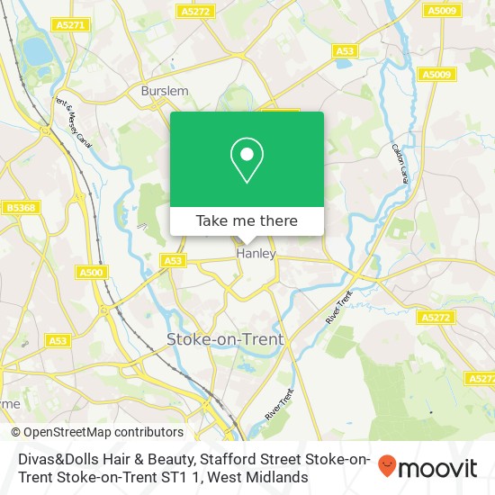 Divas&Dolls Hair & Beauty, Stafford Street Stoke-on-Trent Stoke-on-Trent ST1 1 map