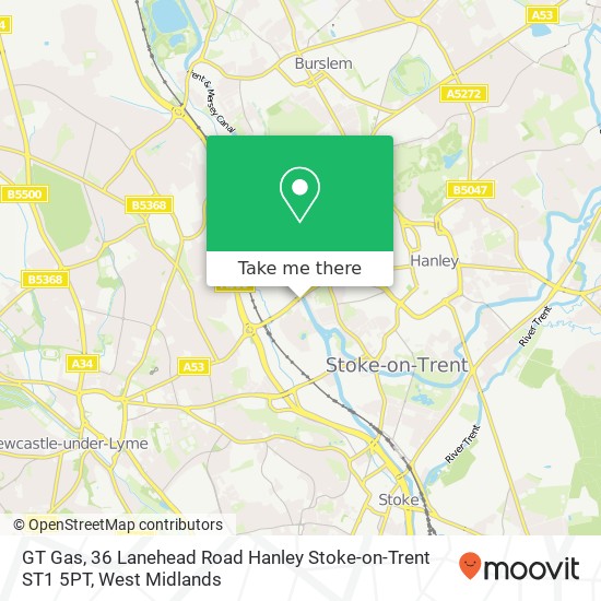 GT Gas, 36 Lanehead Road Hanley Stoke-on-Trent ST1 5PT map